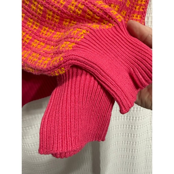 Free Assembly Womens Pink Orange Texture Knit Cardigan Sweater Size L Spring - Picture 5 of 7